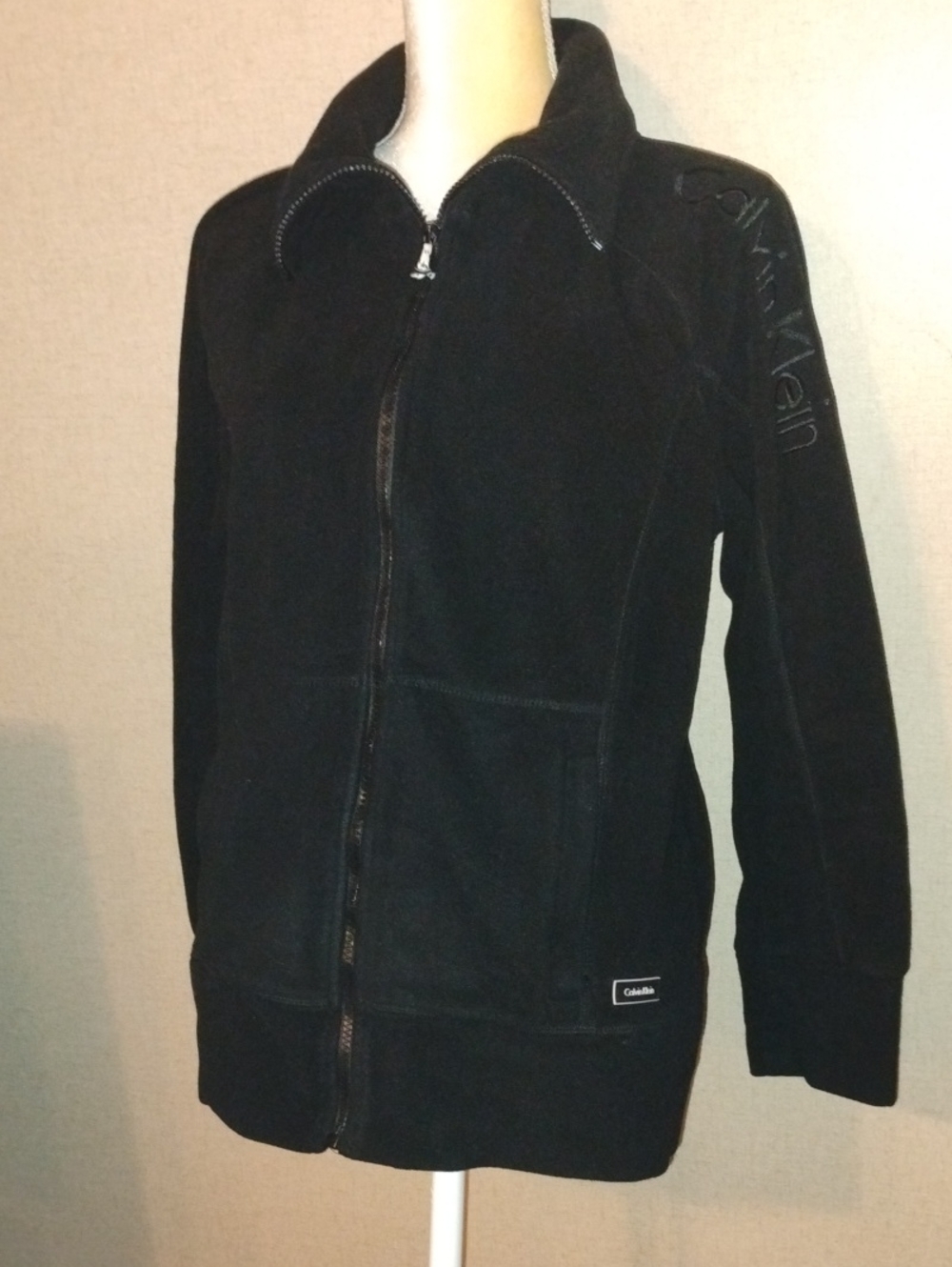 Calvin Klein Women's Large Black Full-Zip Fleece Bomber Jacket